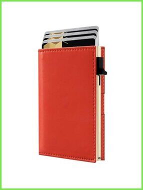 RFID Blocking Trifold Wallet Leather Aluminum Pop Up Card Holder